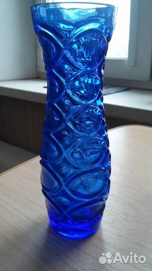 Ваза из СССР кобальтовое стекло