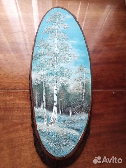 Картина, пано на срезе дерева