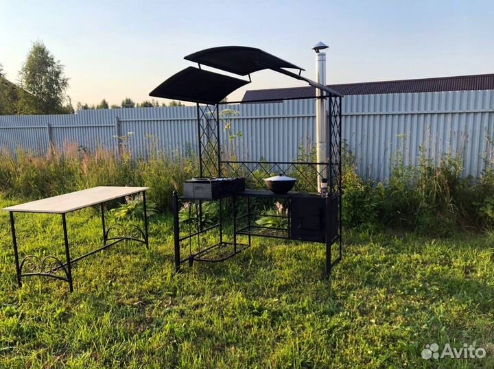 Мангал с печью под казан