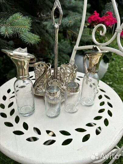 Круэт для специй серебрение, стекло