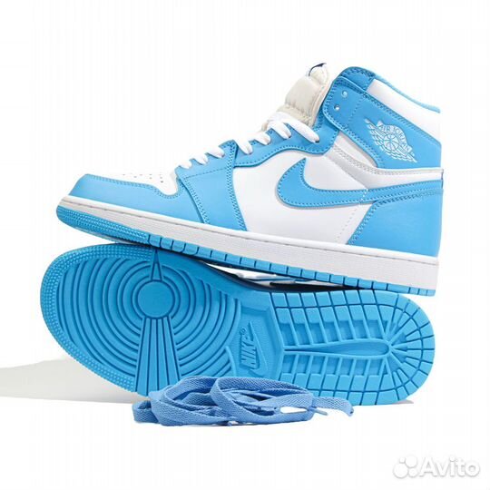 44 Кроссовки Nike Air Jordan 1 High, UNC кожа (MP)