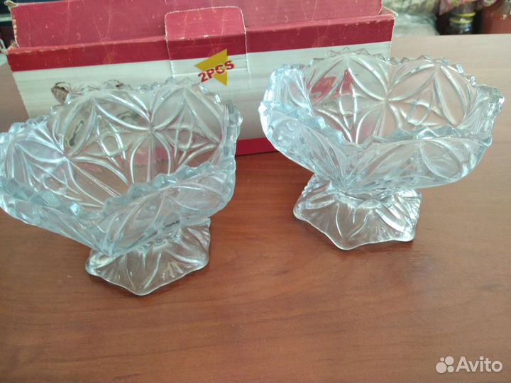 Ваза конфетница цветное стекло