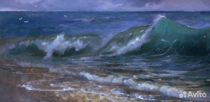 Картина маслом морской пейзаж «Волны океана» 2020