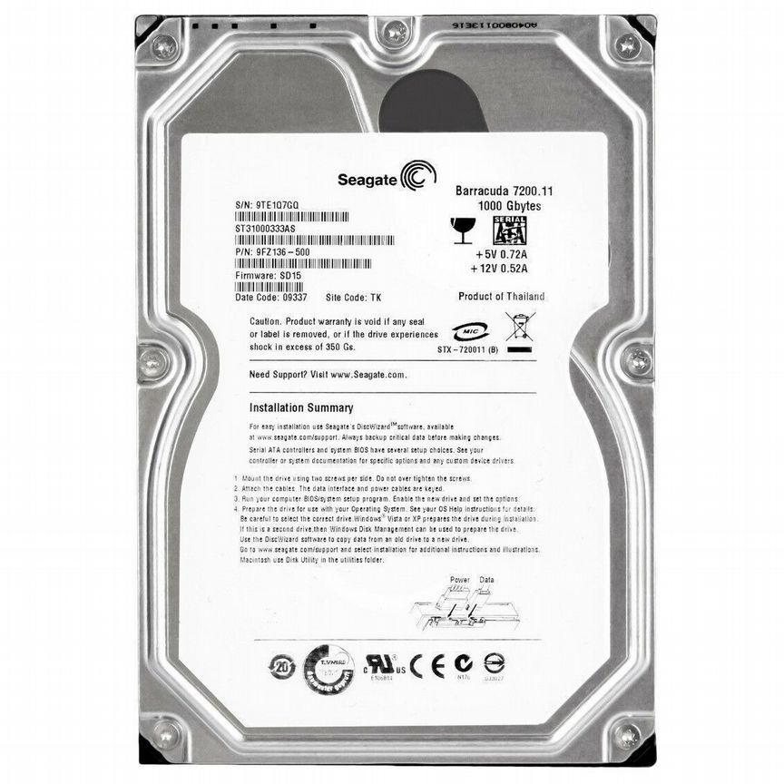 [ST31000333AS] Жесткий Диск Seagate 1tb Sata2 3.5 St31000333as