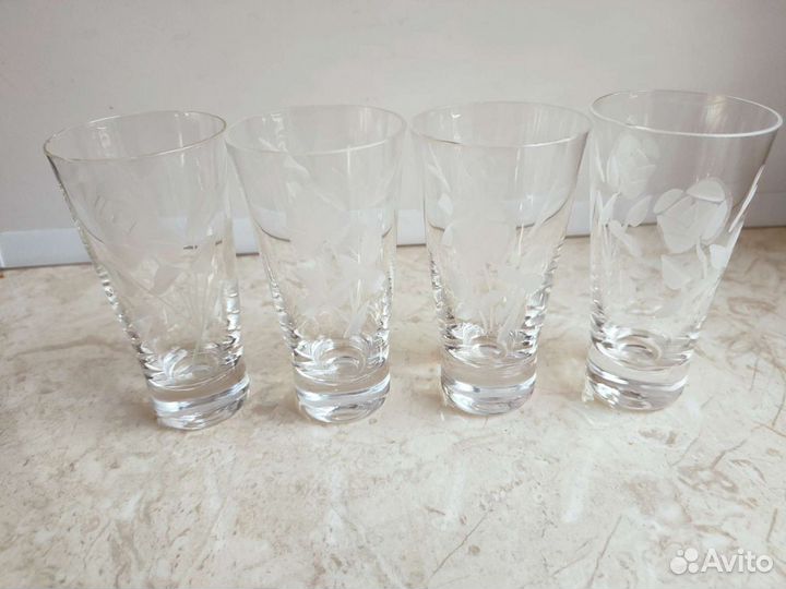 Хрустальные стопки СССР 4 шт