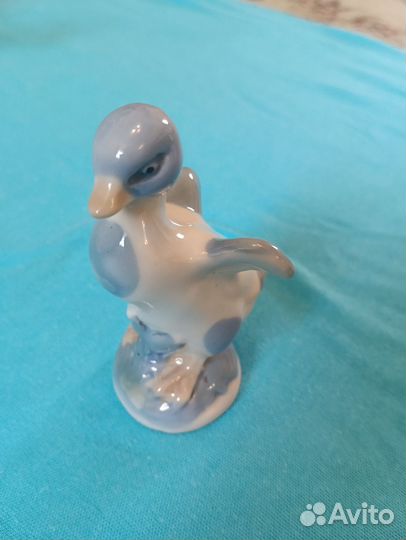 Статуэтка СССР утёнок старая гжель 1950-1960гг