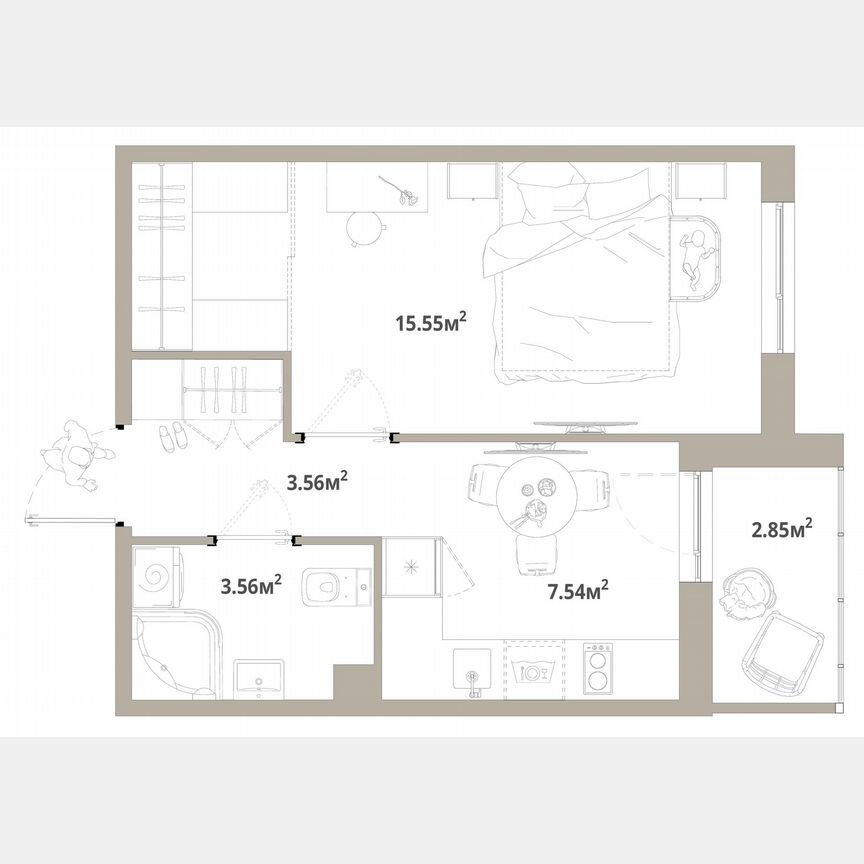 1-к. квартира, 31,6 м², 4/12 эт.