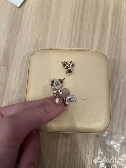 Комплект серьги и кольцо серебро