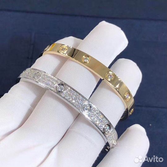 Браслет Cartier love белое/желтое золото