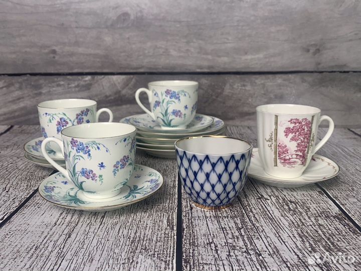 Костяной фарфор лфз винтаж СССР кофейные пары