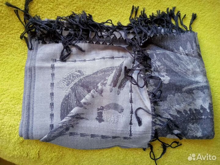 Шарф новый шерсть,палантин хлопок