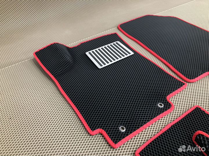 Коврики EVA (ева) Kia Rio 3 красные + подпятник