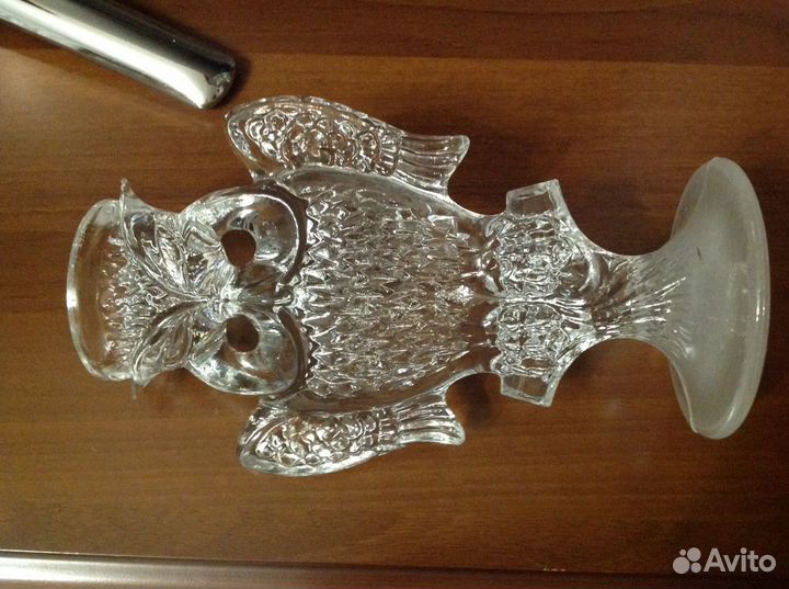 Сова Хрустальная -подсвечник 60-е годы СССР