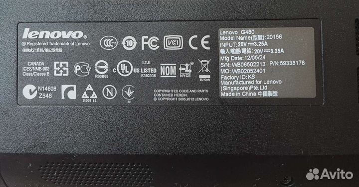 Ноутбук lenovo g480