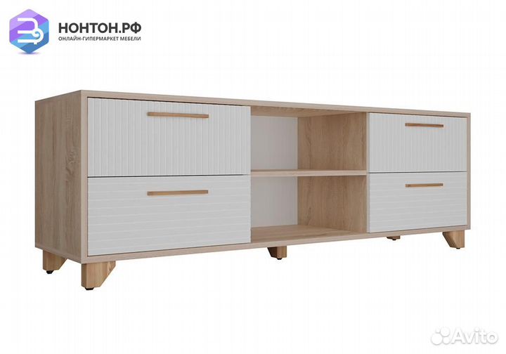 Тв-тумба с нишей Копенгаген дуб сонома / белый мат