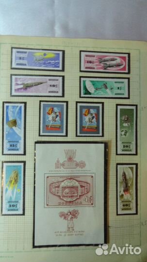 Листы с марками. Монголия. 39 марок.5 блоков.5