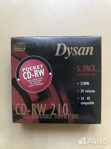 Диски Dysan CD-RW 5 шт в упаковке, новые
