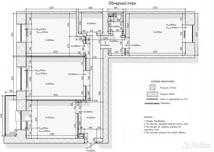 Обмеры квартир, замер помещения, обмерный план