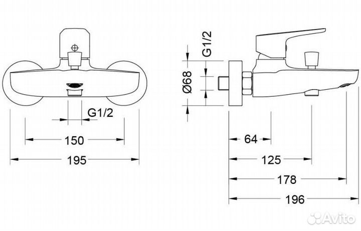 Смеситель для ванны/душа Aquatek Бетта AQ1140CR