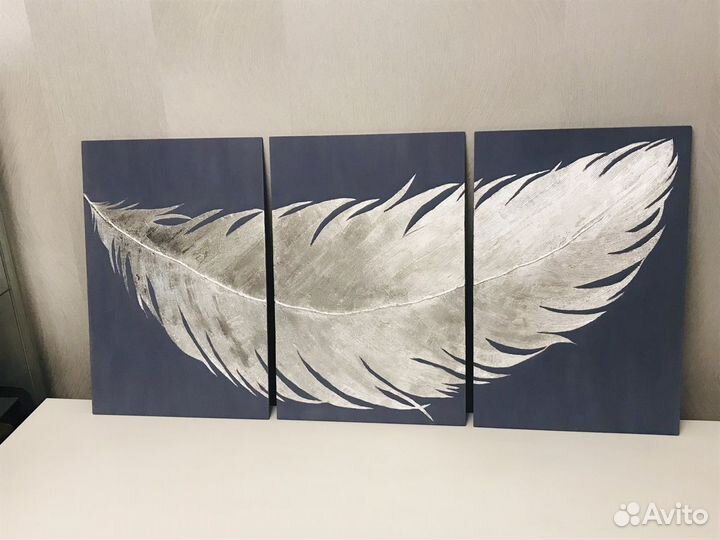Интерьерная картина «Перо» большая 60*120 см