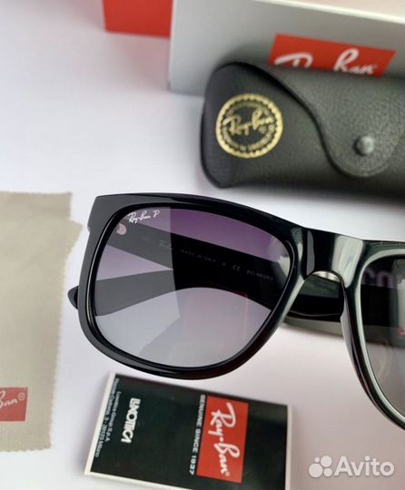 Очки ray ban justin polaroid черные глянцевые