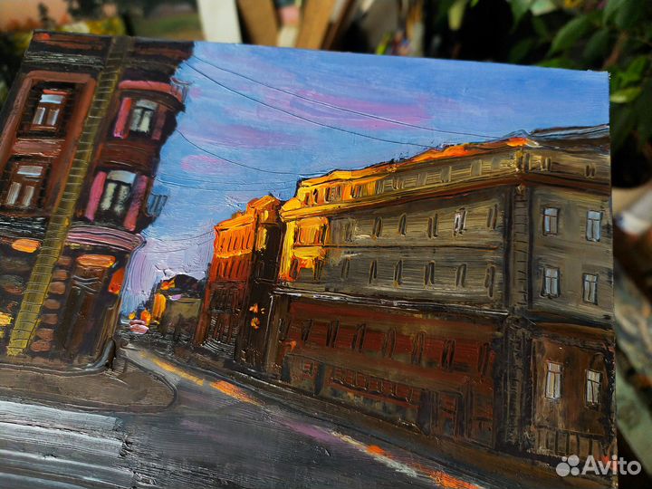 Картина маслом Петербург дворы городской пейзаж