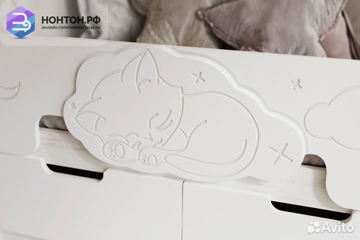 Кровать Юниор-4 шарли белый / дуб крафт белый