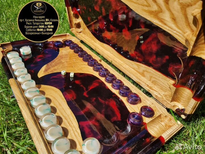 Нарды Корона из эпоксидной смолы и дерева NeW