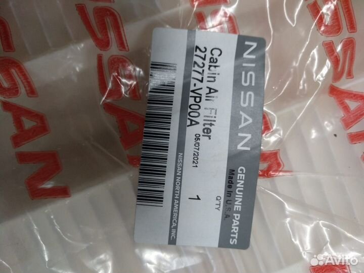 Фильтр салона infiniti nissan 27277VP00A