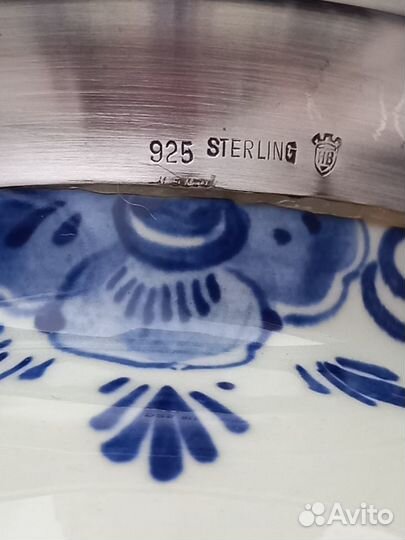 Старинная ваза серебро ручная роспись