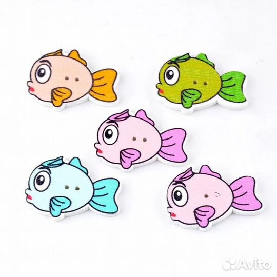 Деревянные пуговицы Рыбка