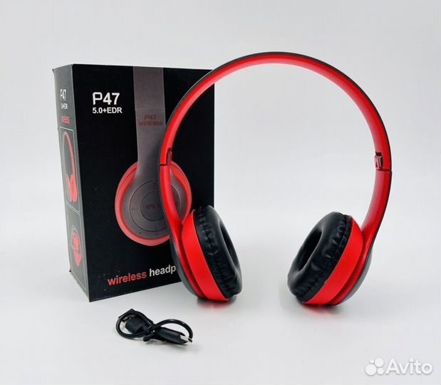 Беспроводные наушники P47 с микрофоном и радио