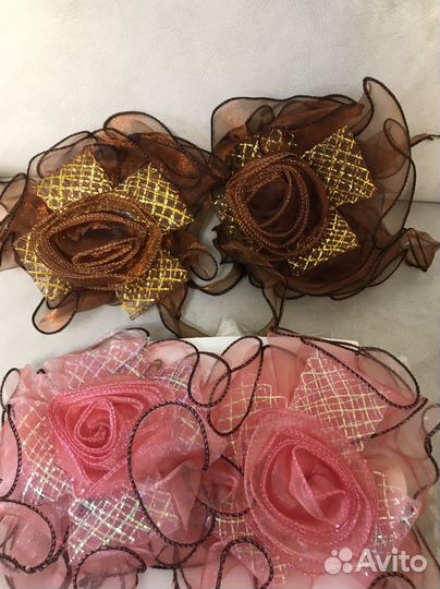 Подхваты для штор клипса цветок коричневый розовый