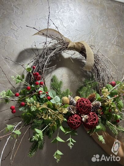 Новогодний венок ручной работы