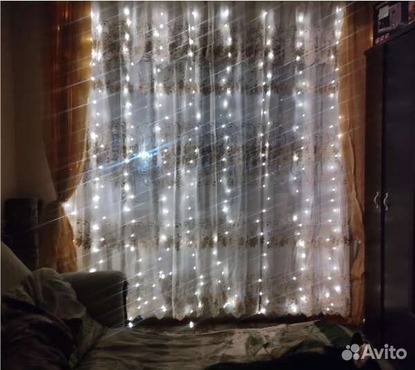 Новогодняя шторы гирлянды