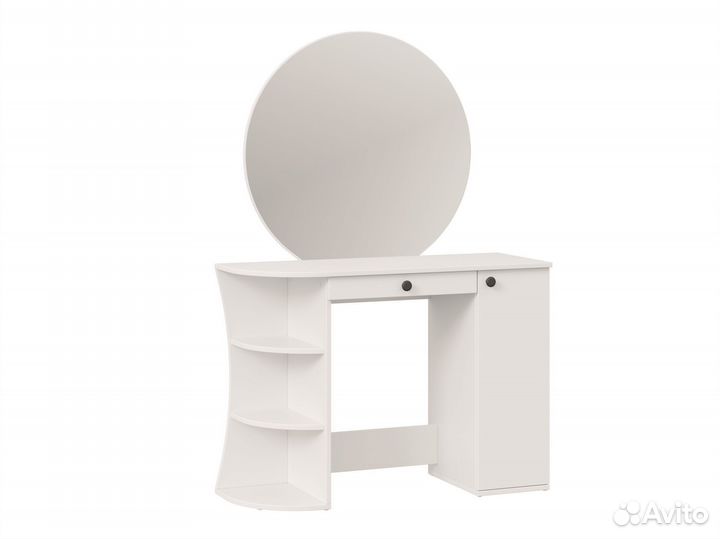 Туалетный столик белый с круглым зеркалом 