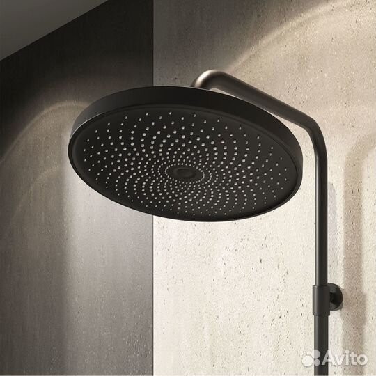 Смеситель для ванны с верхним душем, черный матовы