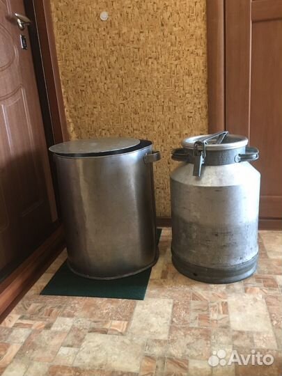 Бак из нержавейки б/у и фляга алюминиевая 38 л