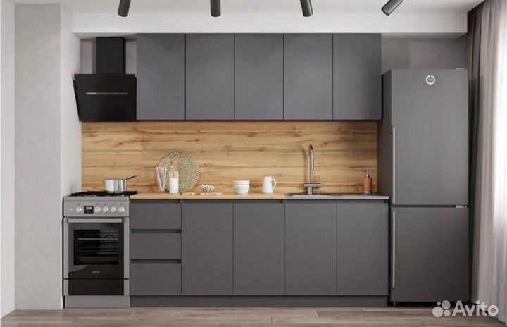 Кухня Мори готовый гарнитур графит 2,0 м