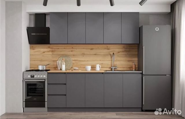 Кухня Мори готовый гарнитур графит 2,0 м