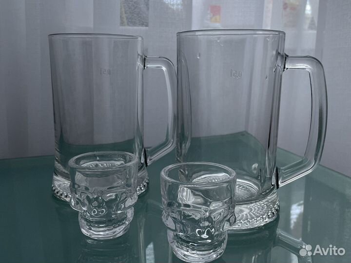 Набор Кружки пивные 0,5 и стопки в форме черепа