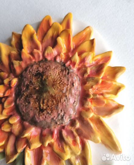 Панно на кухню. Подсолнух. Авторская керамика