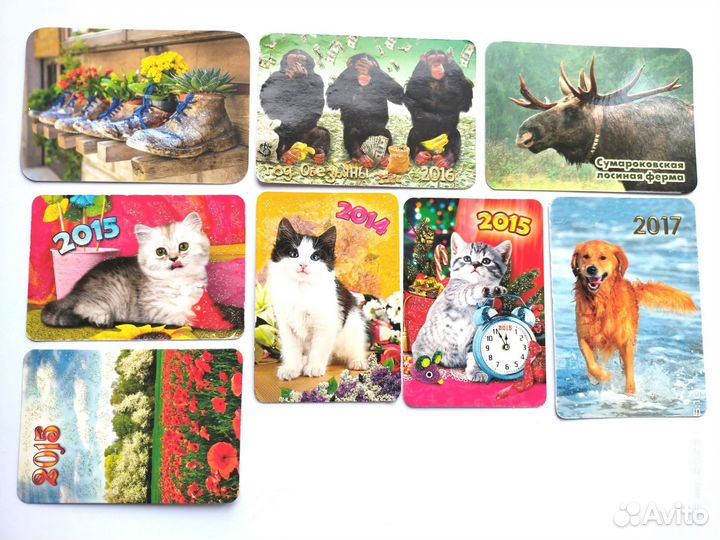 Карманные календарики с животными и цветами
