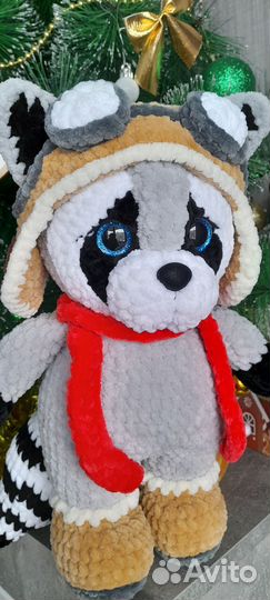 Вязаный плюшевый Енот ручная работа