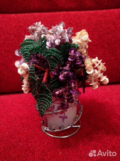 Топиарий из бисера и пайеток. Ручная работа
