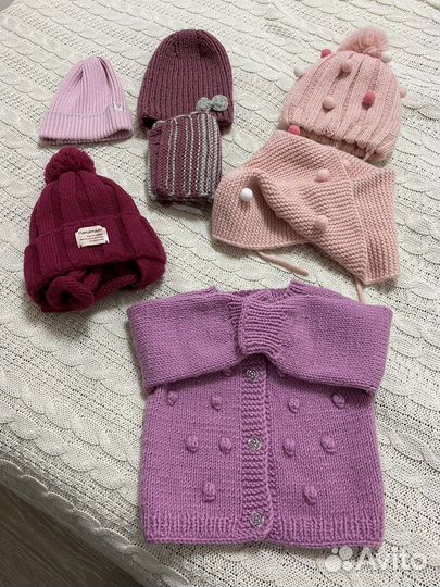 Комплект шапка, шарф, кардиган