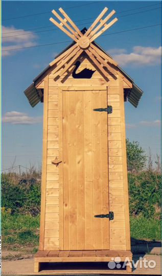 Дачный туалет деревянный прямоугольник POL