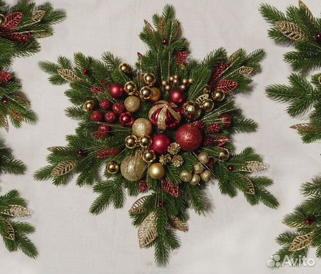 Новогодний венок- Снежинка, Настенная ёлочка