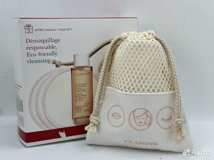 Набор clarins Мицелярная вода + спонжи