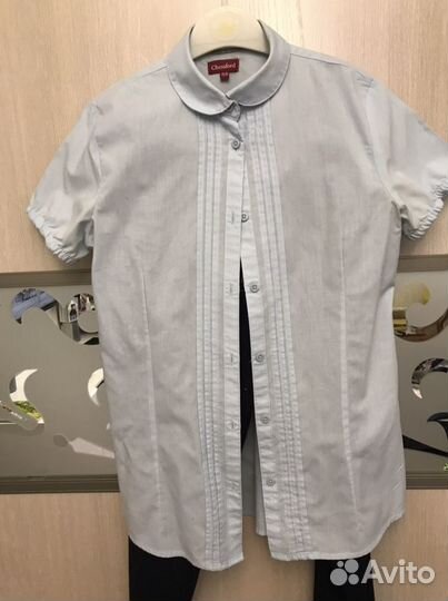 Блузка школьная голубая